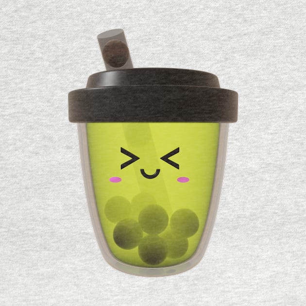 Adorable little green tea boba drink! by Pakanese_Art